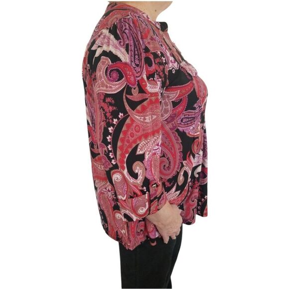 Cocomo Blouse Multicolored Paisley 3/4 Cuff Sleeve Size 2X - Picture 3 of 10